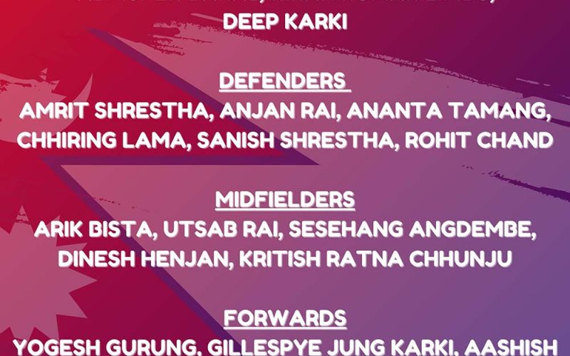 यमनविरुद्ध खेल्ने नेपाली टिमको घोषणा